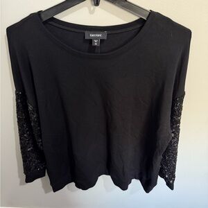 Karen Kane Women's 2X, Black Berry Mountain, Black,‎ Sequin Sleeve Top Party